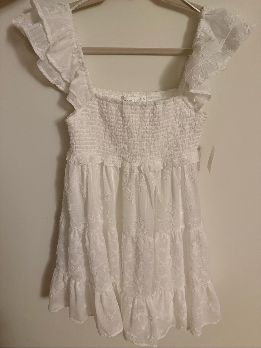 Altard State- White Ruffled Smocked Kids Dress